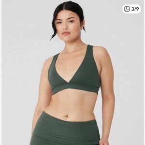 ALO Yoga Cactus Green V-Neck Bralette and Matching Leggings